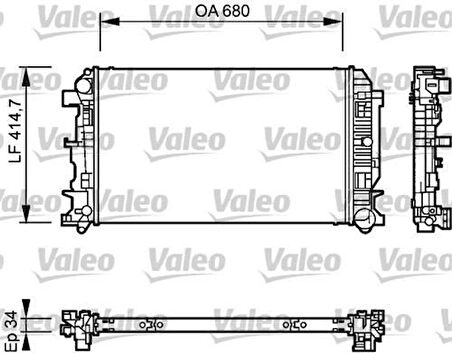 Valeo 735084 Motor Su Radyatörü 680x414x34 Crafter 06-Sprinter 06- 2E0.121.253