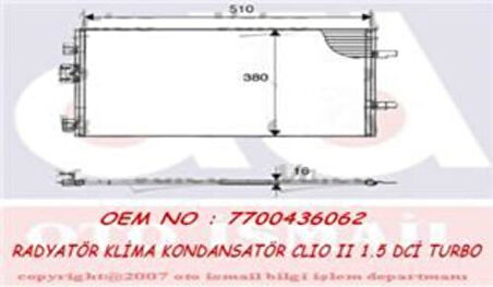 Valeo 817602 Klima Radyatörü Clio II 1.5 DCI 01-07 7700436062