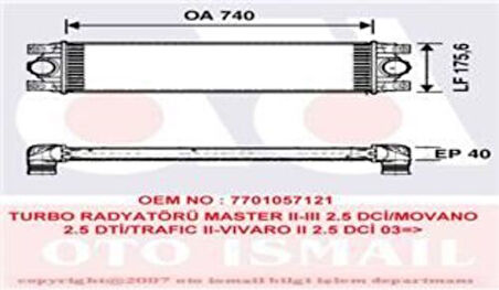 Valeo 817637 Turbo Radyatörü Master II Movano 2.5DCI G9U 7701057121