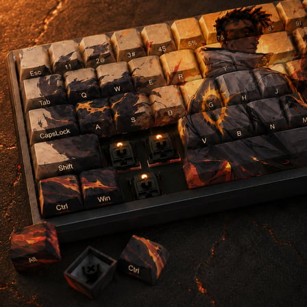 VALORANT Phoenix Temalı 68 Tuşlu PBT Boya Süblimasyonlu Yan Baskılı Cherry Profil Mekanik Klavye Keycaps Seti