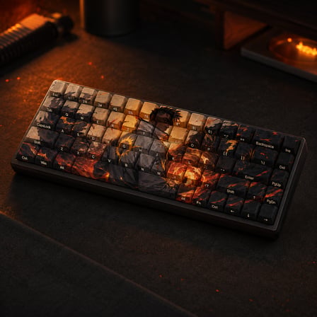 VALORANT Phoenix Temalı 68 Tuşlu PBT Boya Süblimasyonlu Yan Baskılı Cherry Profil Mekanik Klavye Keycaps Seti