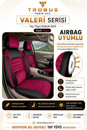 Bmw 3 Serisi E36 1993-2000 Uyumlu Valeria Serisi Bordo Siyah Bel Destekli Tay Tüyü Koltuk Kılıfı