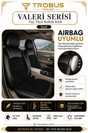 Bmw 3 Serisi E30 1989-1994 Uyumlu Valeria Serisi Siyah Bel Destekli Tay Tüyü Koltuk Kılıfı