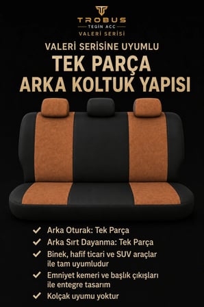 Mitsubishi L200 2011-2015 Uyumlu Valeria Serisi Taba Siyah Bel Destekli Tay Tüyü Koltuk Kılıfı