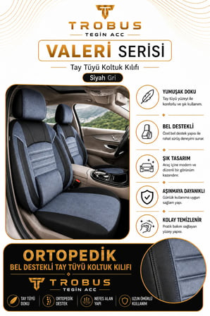 Renault Symbol Joy 2013-2020 Uyumlu Valeria Serisi Füme Siyah Bel Destekli Tay Tüyü Koltuk Kılıfı
