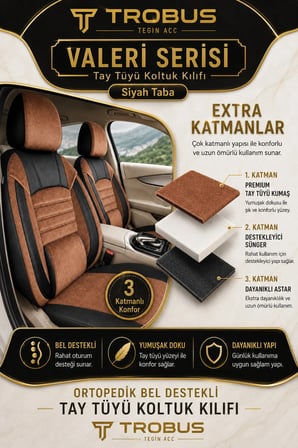 Volkswagen Jetta 1984-1992 Uyumlu Valeria Serisi Taba Siyah Bel Destekli Tay Tüyü Koltuk Kılıfı
