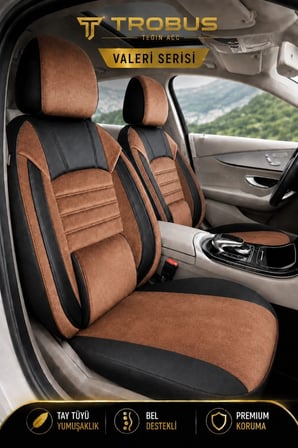 Citroen C4 X 2022 Sonrası Uyumlu Valeria Serisi Taba Siyah Bel Destekli Tay Tüyü Koltuk Kılıfı