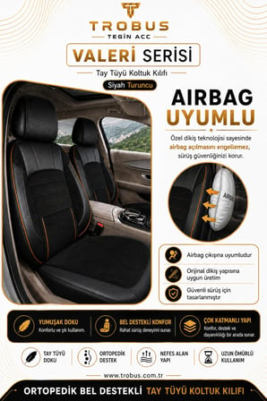 Citroen C4 2020 Sonrası Uyumlu Valeria Serisi Siyah Taba Bel Destekli Tay Tüyü Koltuk Kılıfı