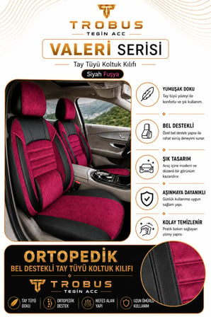 Dacia Logan 2004 Sonrası Uyumlu Valeria Serisi Bordo Siyah Bel Destekli Tay Tüyü Koltuk Kılıfı