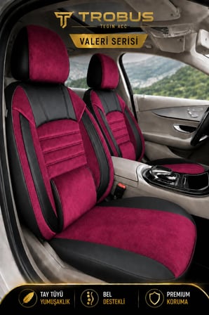Hyundai Kona 2017 Sonrası Uyumlu Valeria Serisi Bordo Siyah Bel Destekli Tay Tüyü Koltuk Kılıfı
