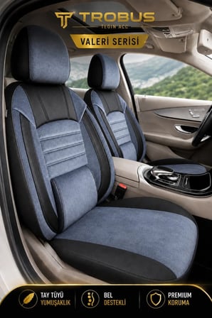 Hyundai Kona 2017 Sonrası Uyumlu Valeria Serisi Füme Siyah Bel Destekli Tay Tüyü Koltuk Kılıfı