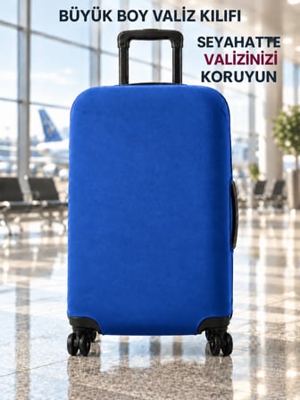 Valiz Kılıfı Likralı Esnek Çizilme Önleyici Yıkanabilir Dayanıklı Koruyucu Kumaş Bavul Koruyucu Mavi