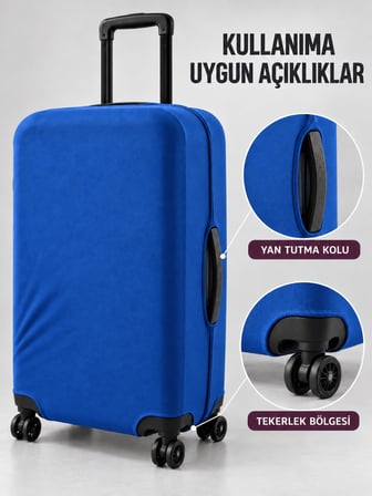 Valiz Kılıfı Likralı Esnek Çizilme Önleyici Yıkanabilir Dayanıklı Koruyucu Kumaş Bavul Koruyucu Mavi