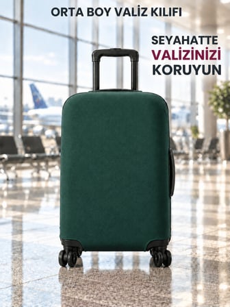 Valiz Kılıfı Likralı Esnek Çizilme Önleyici Yıkanabilir Dayanıklı Koruyucu Kumaş Bavul Koruyucu Yeşil