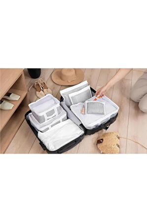 (2 SET) 6'lı Valiz Düzenleyici Set - Çizgili