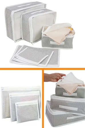 (2 SET) 6'lı Valiz Düzenleyici Set - Çizgili