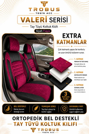 Nissan Juke 2010 Sonrası Uyumlu Valeria Serisi Bordo Siyah Bel Destekli Tay Tüyü Koltuk Kılıfı