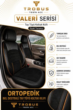 Peugeot 301 2012 Sonrası Uyumlu Valeria Serisi Siyah Taba Bel Destekli Tay Tüyü Koltuk Kılıfı