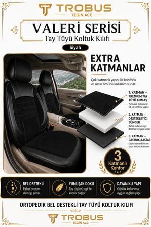 Peugeot 301 2012 Sonrası Uyumlu Valeria Serisi Siyah Bel Destekli Tay Tüyü Koltuk Kılıfı