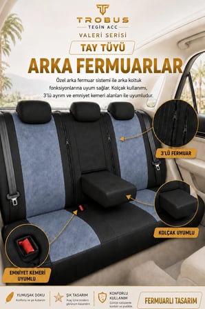 Peugeot 407 2004-2011 Uyumlu Valeria Serisi Füme Siyah Bel Destekli Tay Tüyü Koltuk Kılıfı