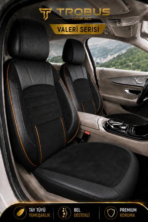 Renault Laguna 2001-2015 Uyumlu Valeria Serisi Siyah Taba Bel Destekli Tay Tüyü Koltuk Kılıfı