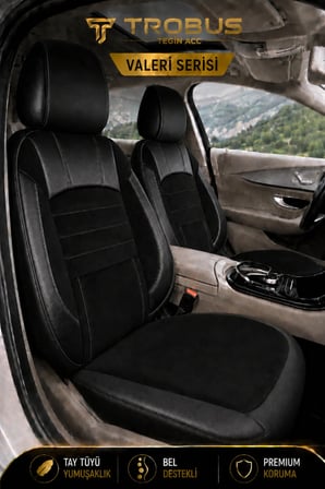 Skoda Octavia 2004 Sonrası Uyumlu Valeria Serisi Siyah Bel Destekli Tay Tüyü Koltuk Kılıfı