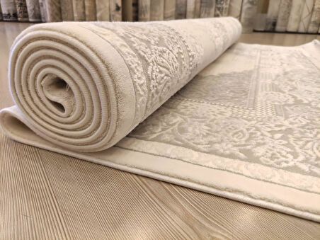 Artemis Halı Vanessa 06152A Gri Krem Klasik Göbekli Yün Halı