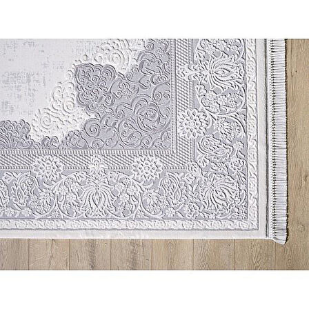 Artemis Halı Vanessa 06152A Gri Krem Klasik Göbekli Yün Halı