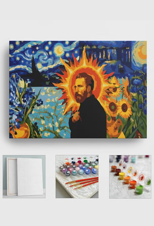 Sayılarla Boyama Seti Numaralı Tuval Fırça Boya Askı Aparatı Dahil Set 40x50 Cm - VAN GOGH GÜNEŞ