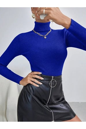 Kadın Fitilli Balıkçı Yaka Slim Fit Triko Kazak