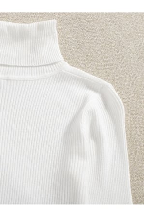 Kadın Fitilli Balıkçı Yaka Slim Fit Triko Kazak