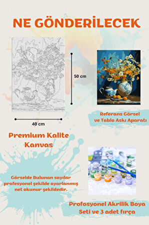 Sayılarla Boyama Tuval Seti Fırça Boya Dahil (Çıtalı) 40x50 CM