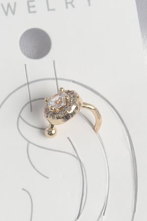 Pirinç Gold Renk Zirkon Taşlı Kadın Kıkırdak Küpe - TJ-BKP10573