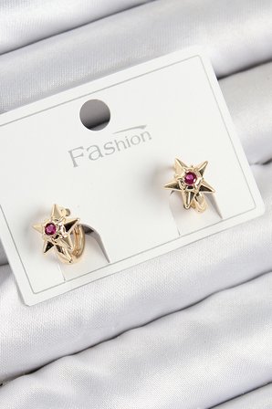 Pirinç Zirkon Taşlı Yıldız Model Gold Renk Çocuk Küpe - TJ-BKP11197