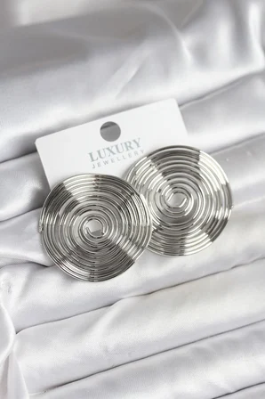 Pirinç Gümüş Renk Circle Model Kadın Küpe - TJ-BKP11436