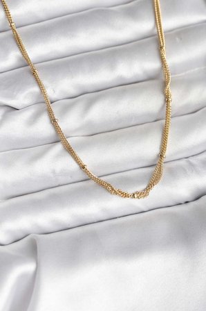 14K Gold Renk Kaplama Topçuk Zincirli Model CM Kadın Kolye - TJ-BKO10734