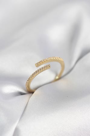 Gold Renk Zirkon Taşlı Yılan Tarz Kadın Yüzük - TJ-BYK4050
