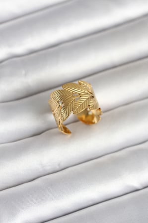 316L Çelik Gold Renk Başak Modeli Kadın Yüzük TJ-BYK4162
