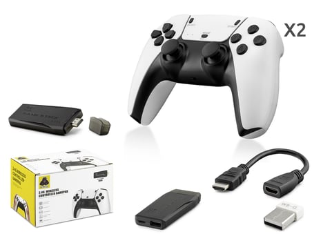 Retro Oyun Stick Hdmi Çift Gamepad Seti 2.4G Kablosuz - Beyaz HD331