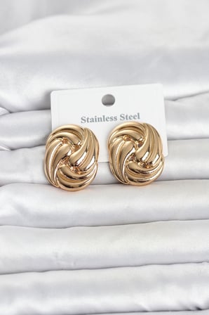 316L Çelik Gold Renk Motif Desen Model Kadın Küpe TJ-BKP11812