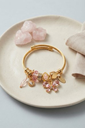 Pembe Kelebek Model Charmlı Bileklik TJ-BB8744