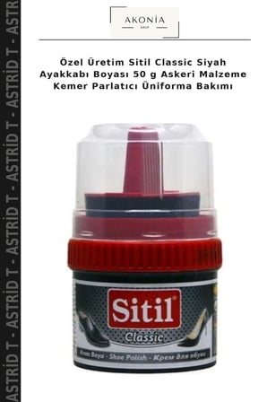 Özel Üretim Sitil Classic Siyah Ayakkabı Boyası 50 g Askeri Malzeme Kemer Parlatıcı Üniforma Bakımı
