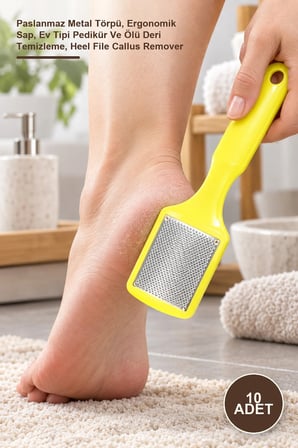 10 Adet Ayak Topuk Törpüsü – Paslanmaz Metal Törpü, Ergonomik Sap, Ev Tipi Pedikür Ve Ölü Deri Temizleme, Heel File Callus Remover