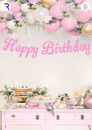 Özel Seri Etkinlik Arkaplan Dekoratif HAPPY BİRTHDAY PEMBE KALİGRAFİ BANNER