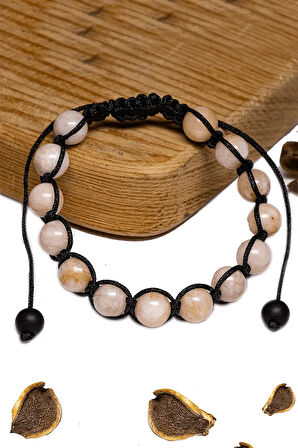 Sertifikalı Kalsit Taşı Bileklik - Makrome