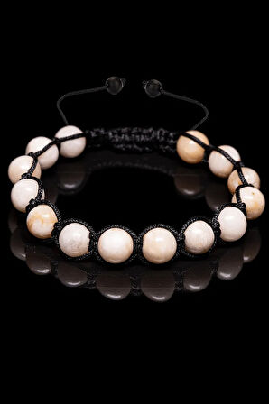 Sertifikalı Kalsit Taşı Bileklik - Makrome