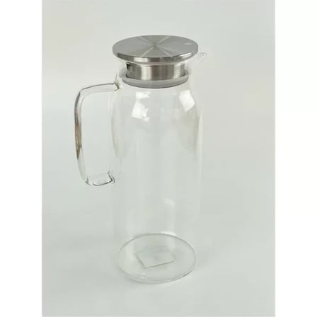 1500 ml Borosilikat Cam Su Sürahisi - Metal Kapaklı ve Isıya Dayanıklı