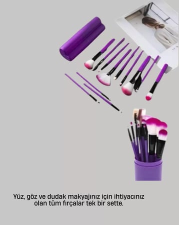 12’li Profesyonel Makyaj Fırça Seti Ultra Yumuşak Sentetik Kıllı