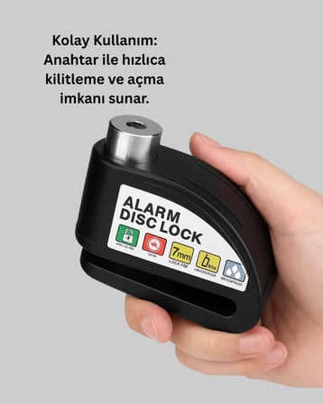 Çelik Gövdeli Alarm Disk Kilidi Motosiklet ve Bisiklet İçin Güvenlik Yeni Nesil