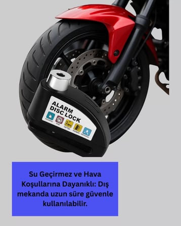 Titreşim Sensörlü Alarm Disk Kilidi Motosiklet Scooter Bisiklet